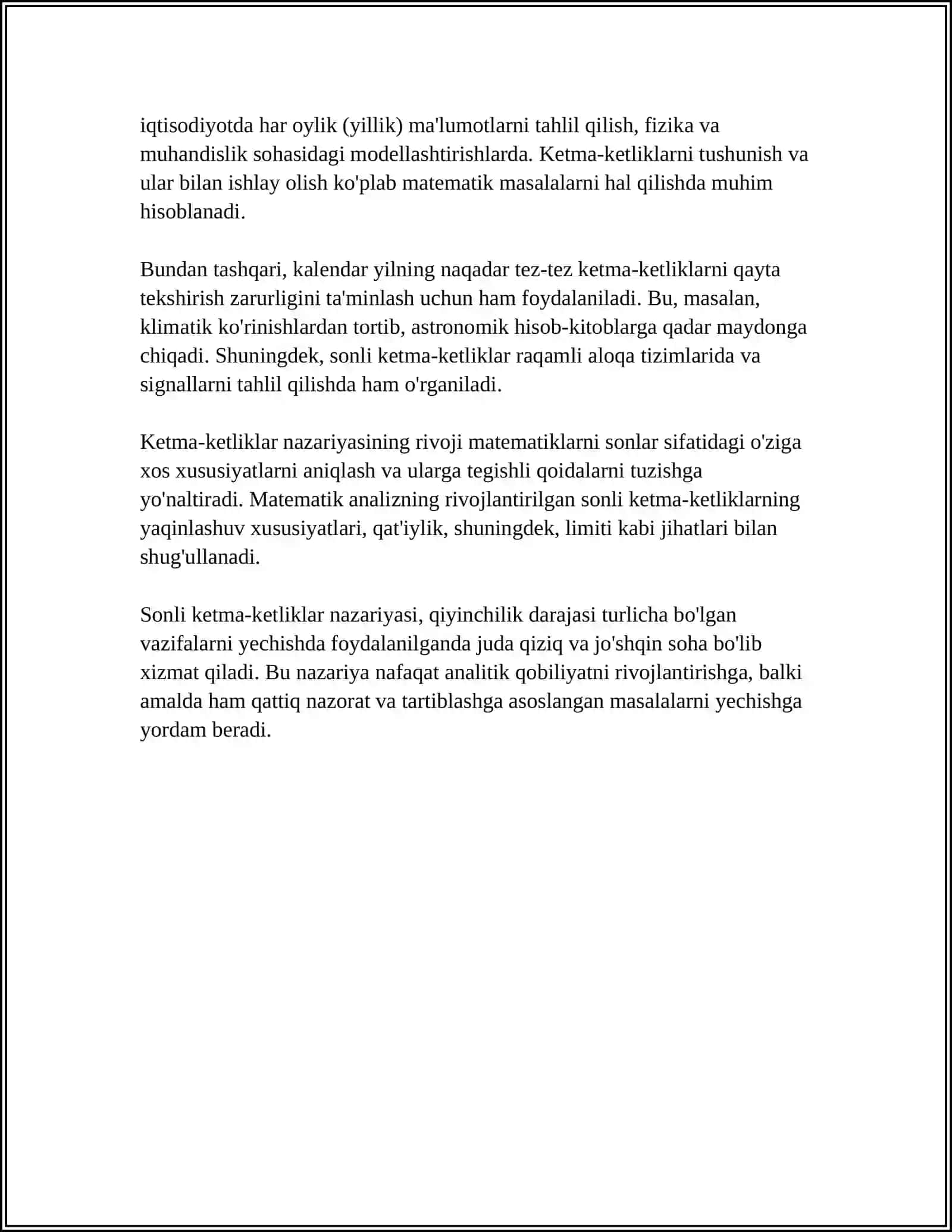 SONLI KETMA-KETLIKLARNING KAMBINATORIKA EHTIMOLLAR NAZARIYASIDAGI TADBIQLAR 4