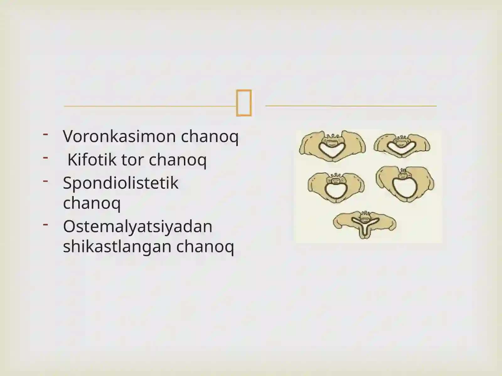 Tor chanoq etiologiyasi,tasnifi,tashxislash.Tug’dirish usullari.Homiladorlik va tug’ruqni kechishi.Anotomik va klinik tor chanoqlarda tug’dirish usullari.Homila boshi va ona chanog’i disproporsiyasi.Funksional tor chaqonni kelib chiqish 4