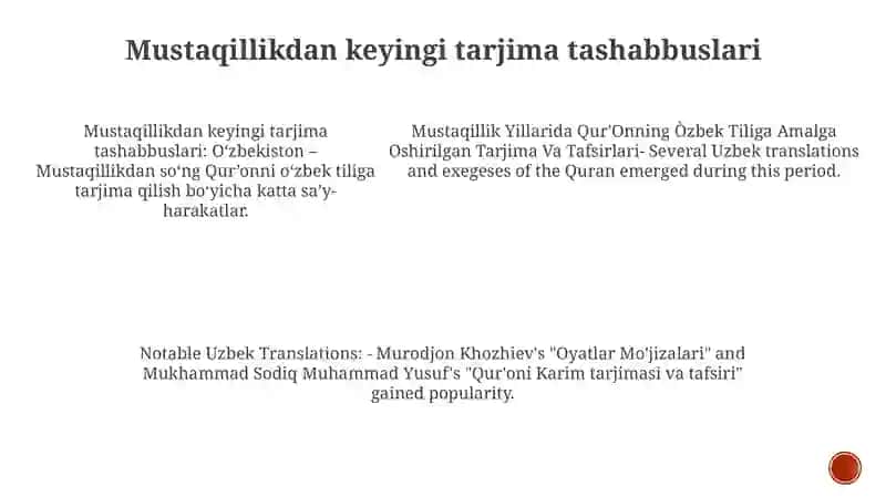Mustaqillik Yillarida Qur'Onning Òzbek Tiliga Amalga Oshirilgan Tarjima Va Tafsirlari 4