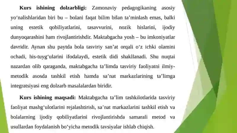 TASVIRIY FAOLIYAT ORQALI MAKTABGACHA YOSHDAGI BOLALARNI FAOL FUQAROLIK TARBIYASINI SHAKLLANTIRISH 4