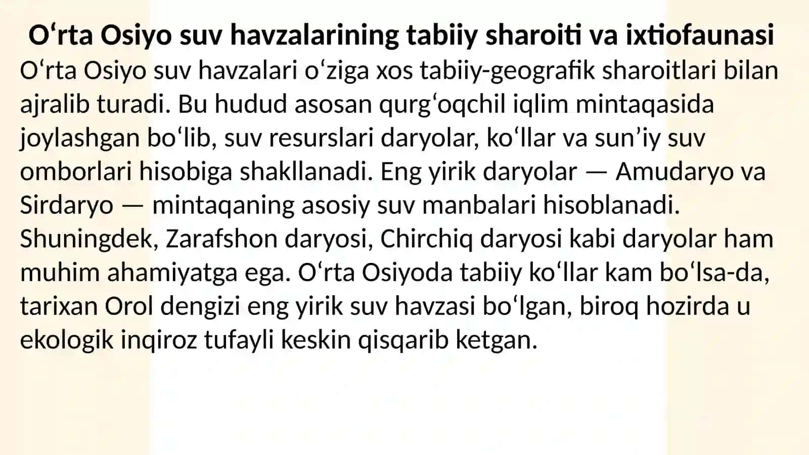 Oʻrta Osiyo suv havzalarida uchraydigan baliq turlari va ularning ekologik guruhlari 4
