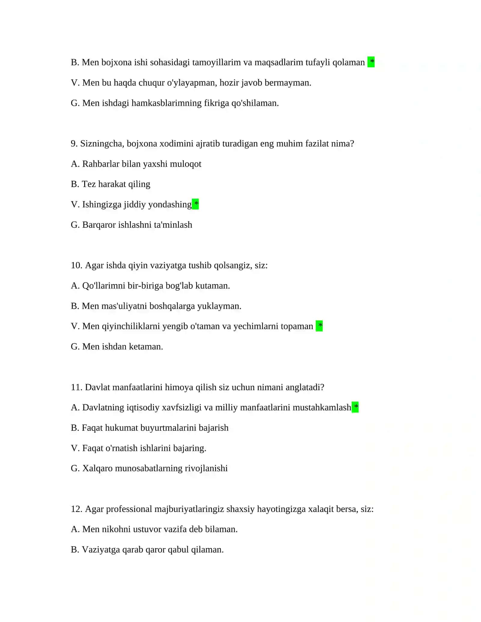 Bojxona akademiyasi 175 ta test 4