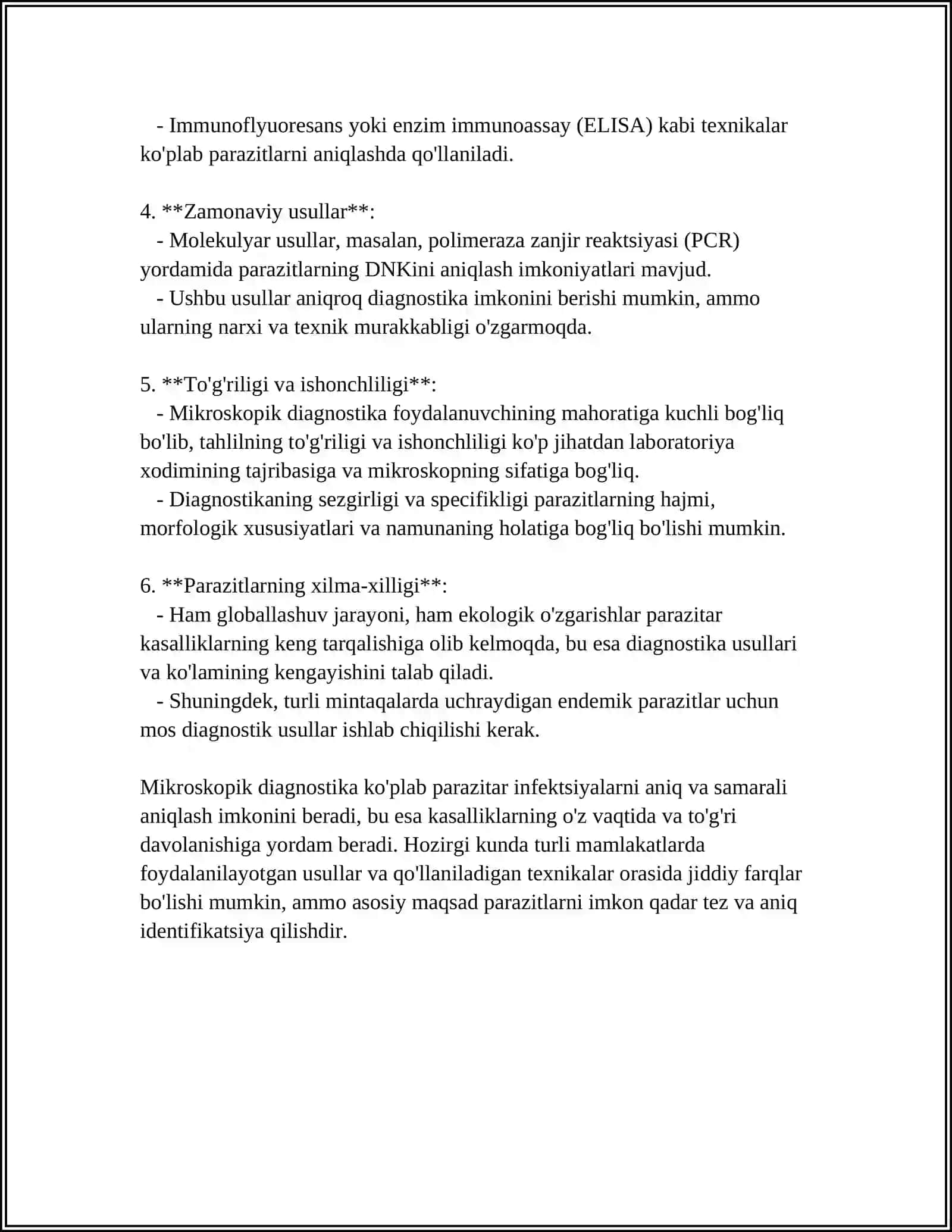 PARAZITAR KASALLIKLARNING DIAGNOSTIKA USULLARI 4