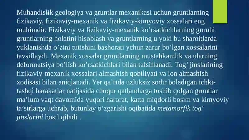 MUHANDISLIK GEOLOGIYASI VA GRUNTLAR MEXANIKASI 4