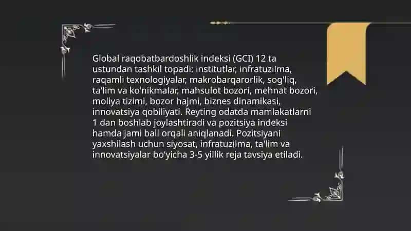 Xalqaro maydondagi o'rni va indekslari 4