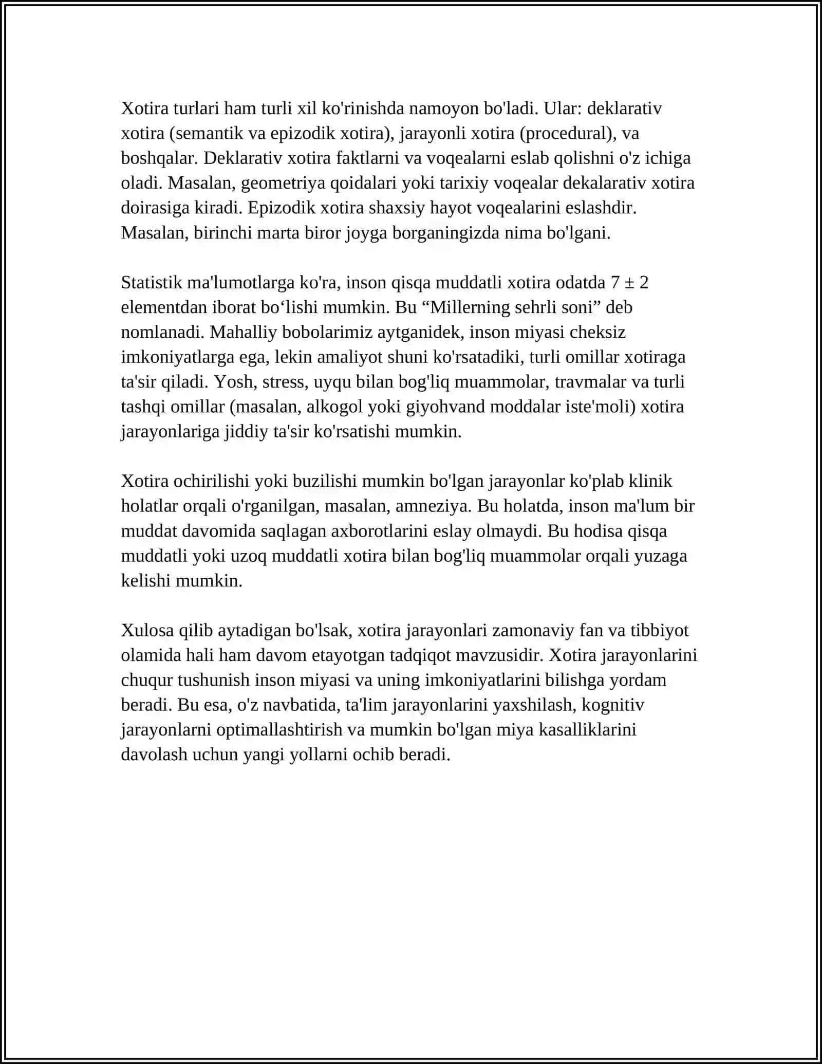 XOTIRA JARAYONI 4