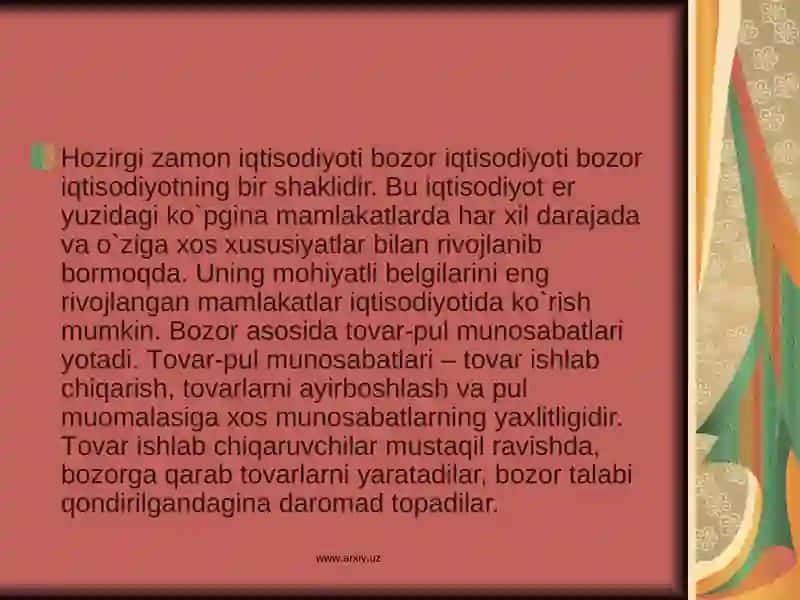 Bоzоr iqtisоdiyotigаo’tish dаvridаdаvlаt bюdjeti dаrоmаdlаrining shаkllаnish vа хаrаjаtlаrining tаqsimlаnishхususiyatlаri. 4