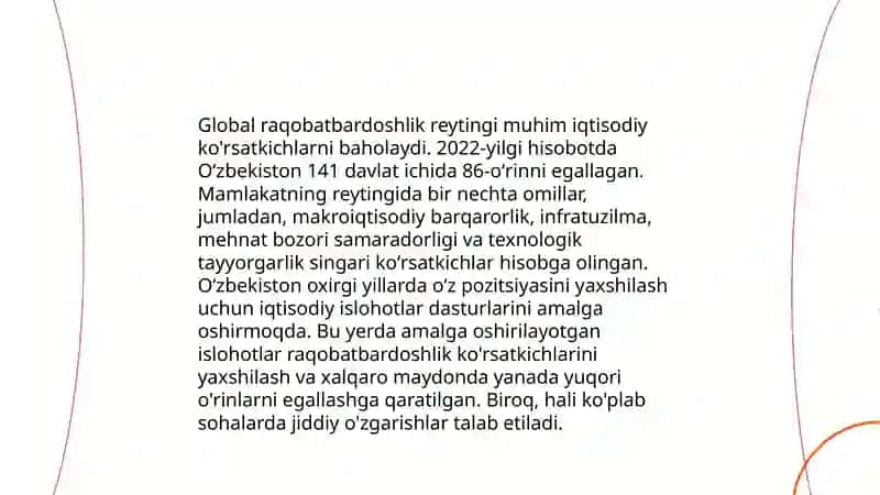 Yangi Oʻzbekistonning iqtisodiy erkinlik indeksi 4