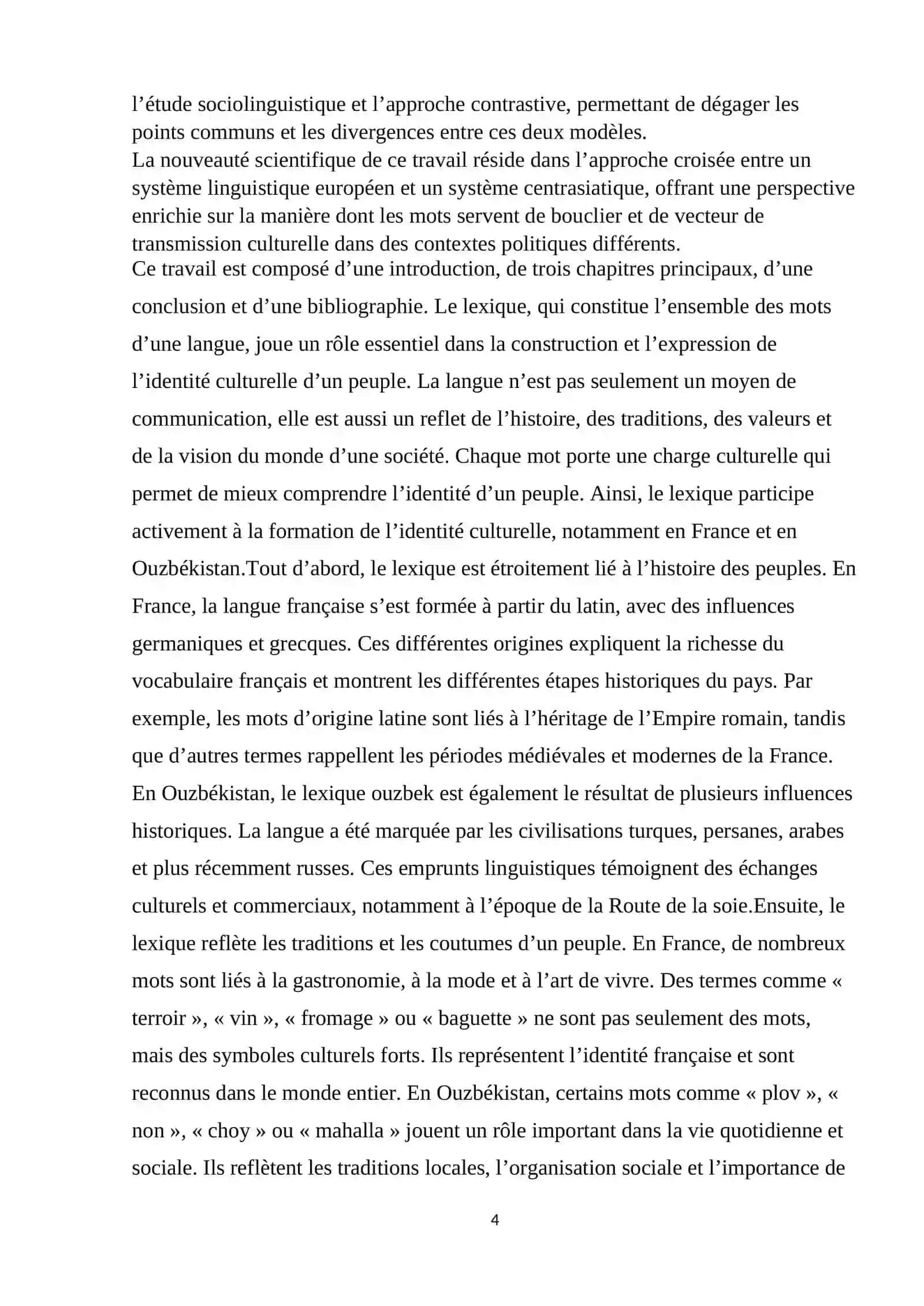 Le rôle du lexique dans la construction de l'identité culturelle en France et en Ouzbékistan 4
