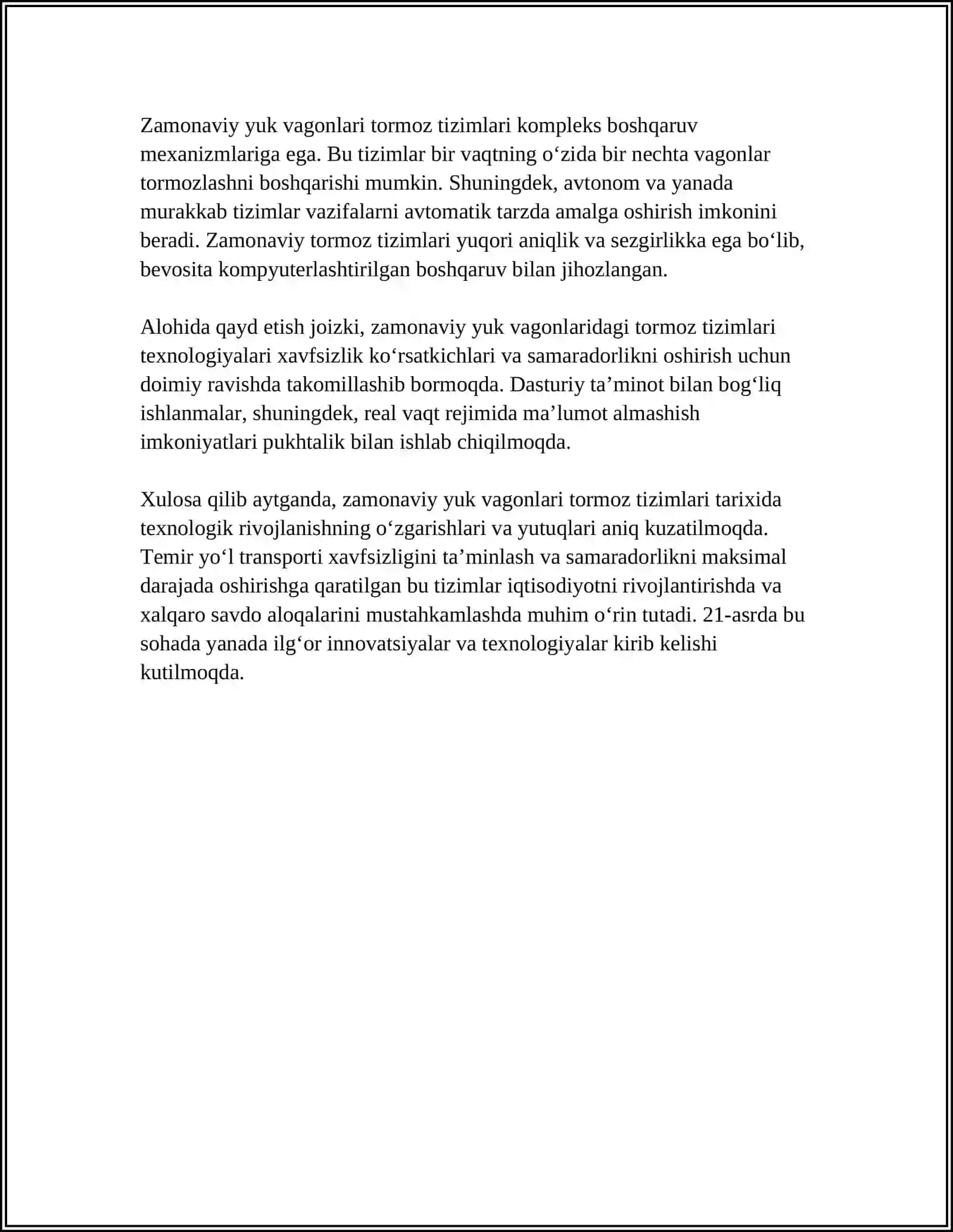 ZAMONAVIY YUK VAGONLARIDAGI TORMOZ USKUNALARI 4