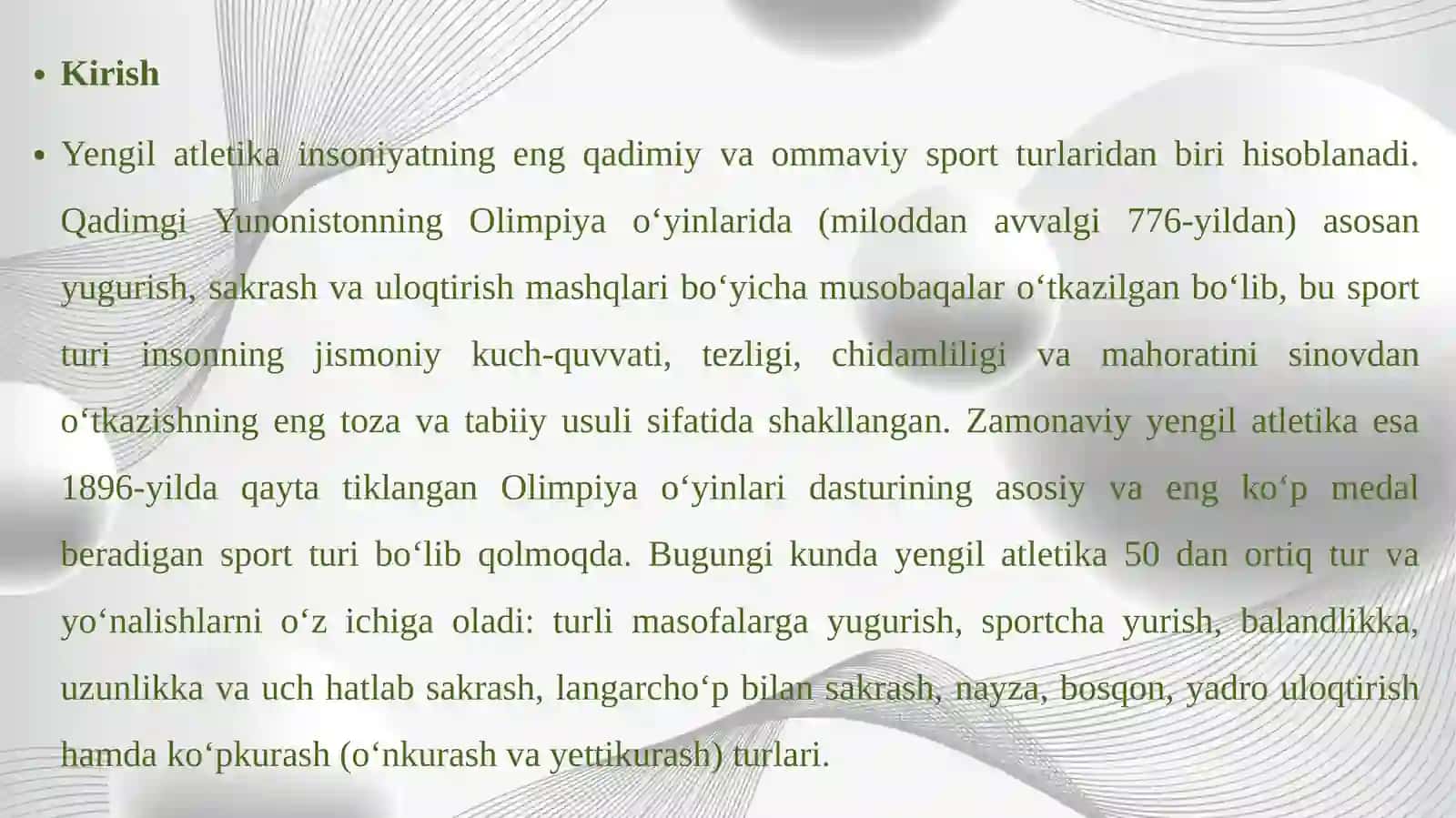 Yengil atletika bo'ycha jahon miqyosidagi musobaqalar o'tkazilishi 4
