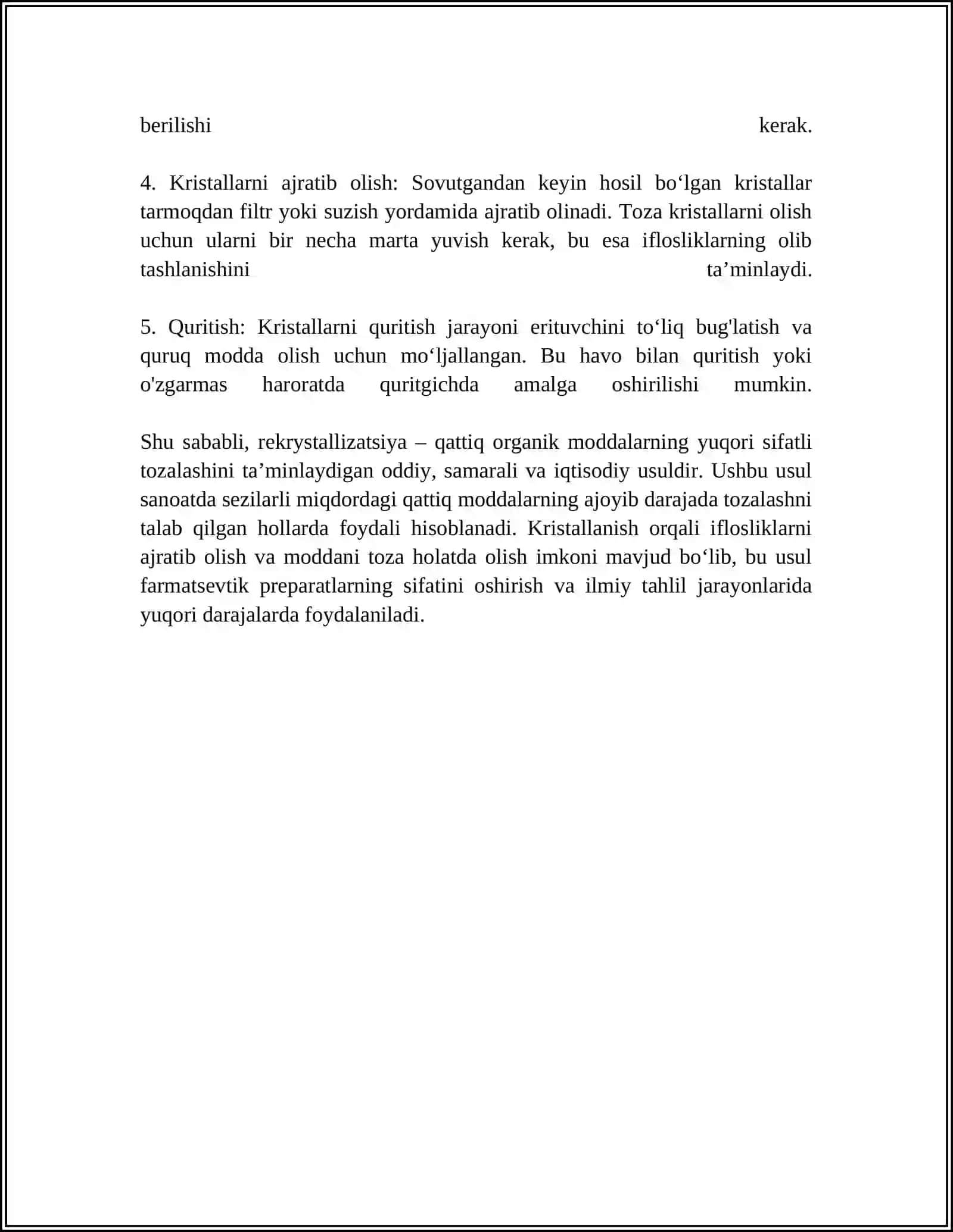 Qattiq Organik Moddalar Tozalash Usullari 4