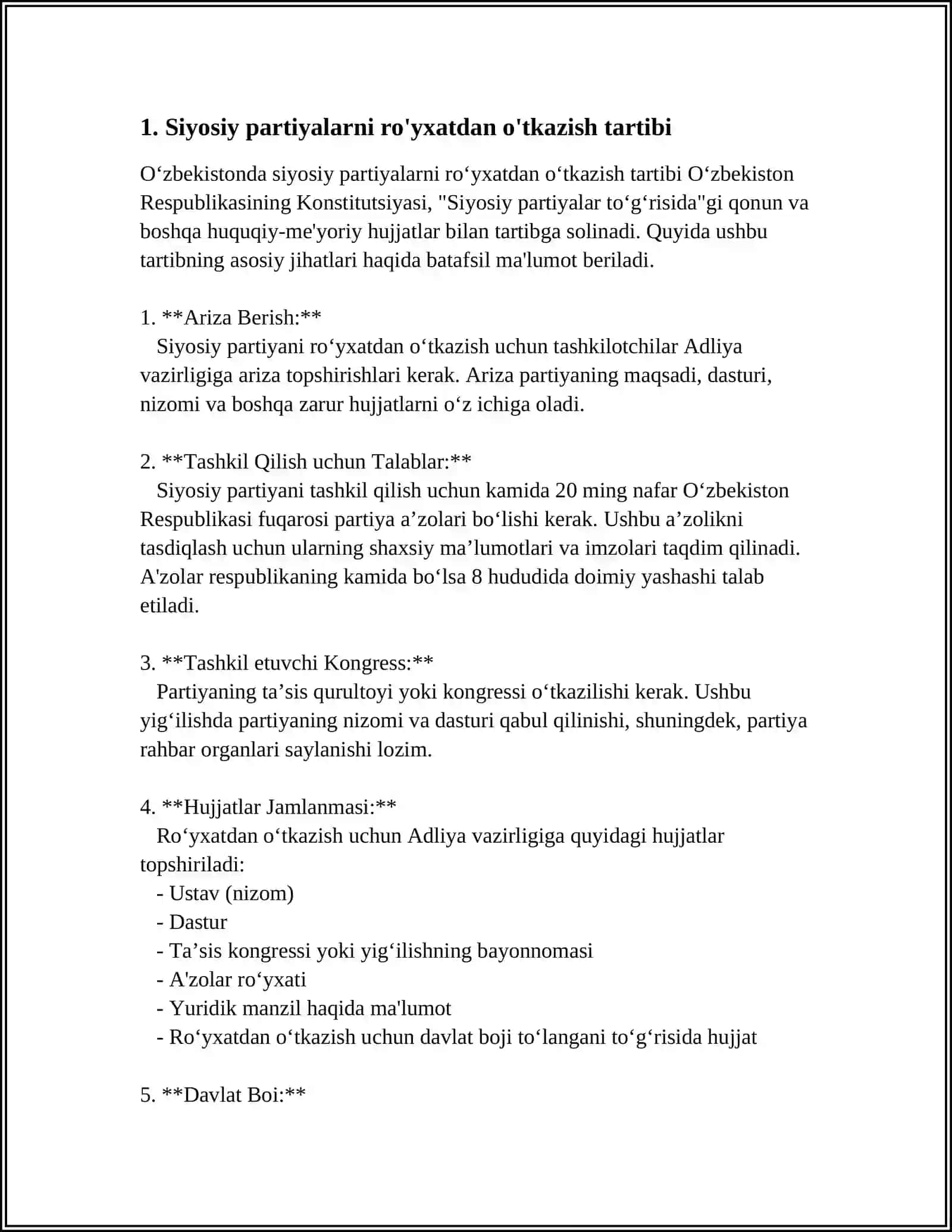 O'ZBEKISTON RESPUBLIKASI PALATALARINING SIYOSIY PARTIYALARNI TASHKILLASHTIRISH TARTIBI 4