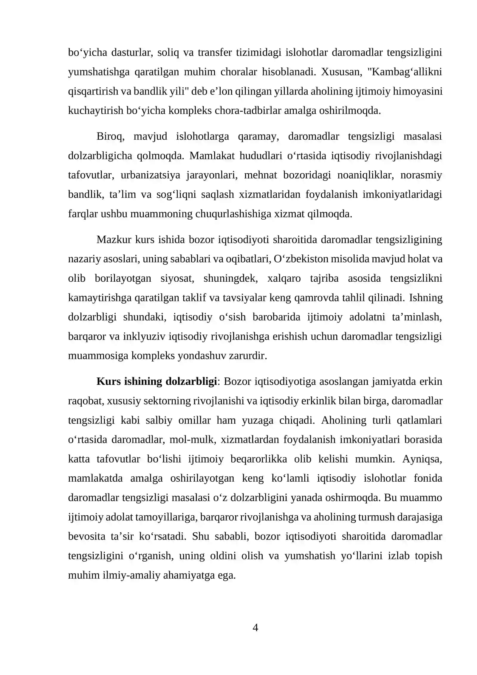 Bozor iqtisodiyoti sharoitida daromadlar tengsizligi 4