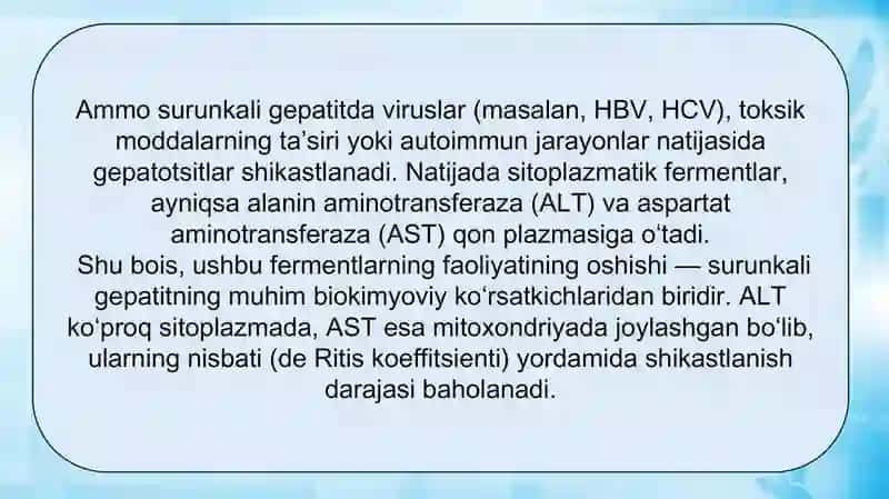 Surunkali gepatitlar. Xolesistitlarda yogʻlar hazmlanishi buzilishi 4
