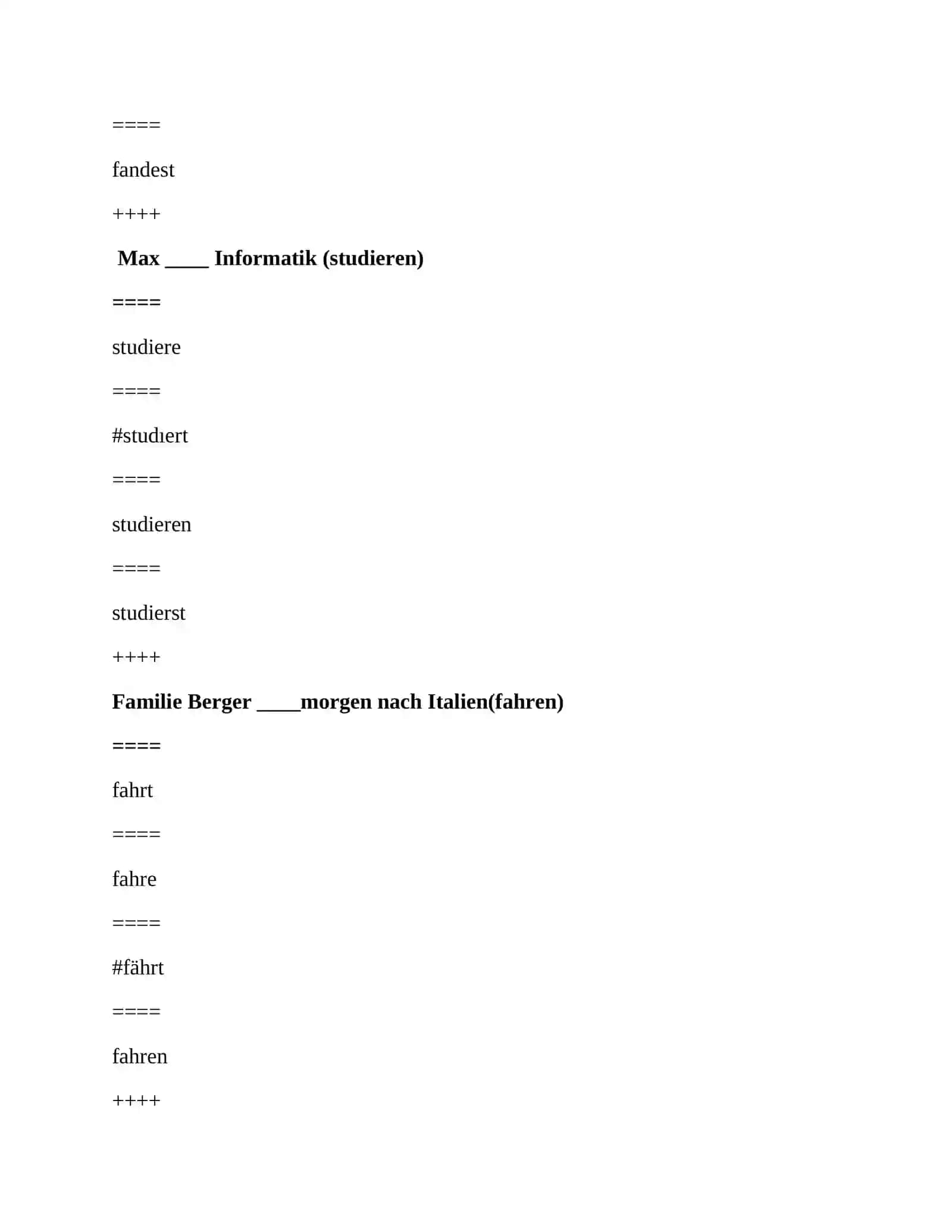 Xorijiy til nemis tili fanidan testlar 4