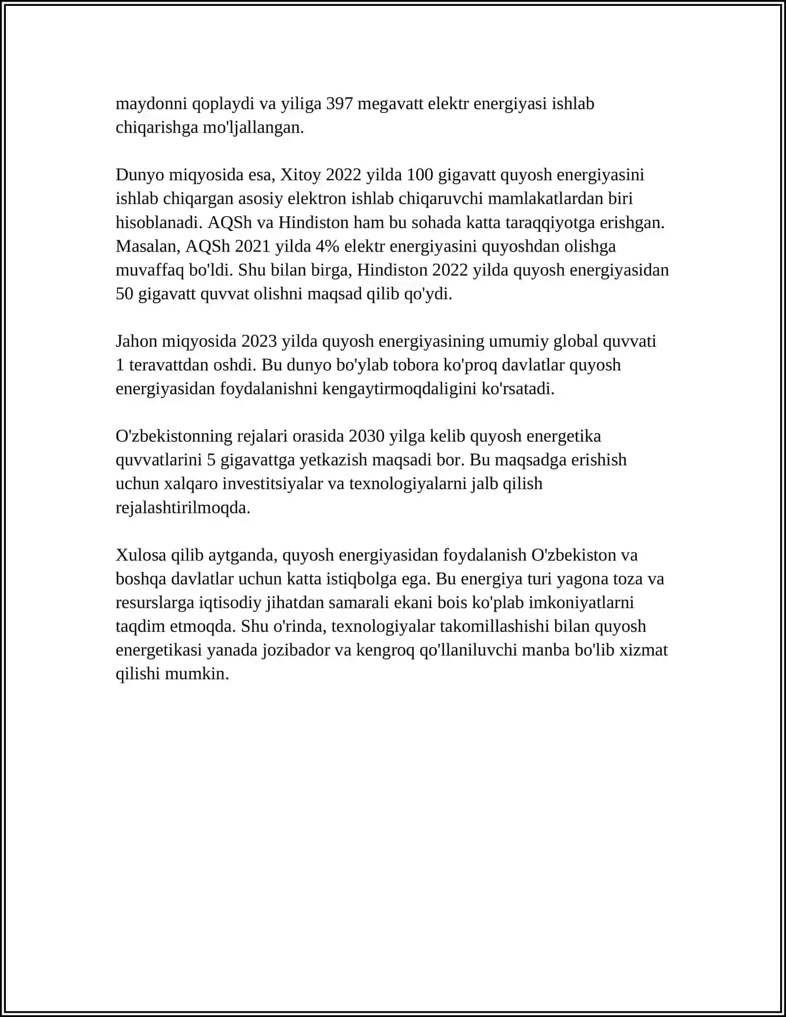 QUYOSH ENERGETIKASI QURILMALARINING QO'LLANISHI 4
