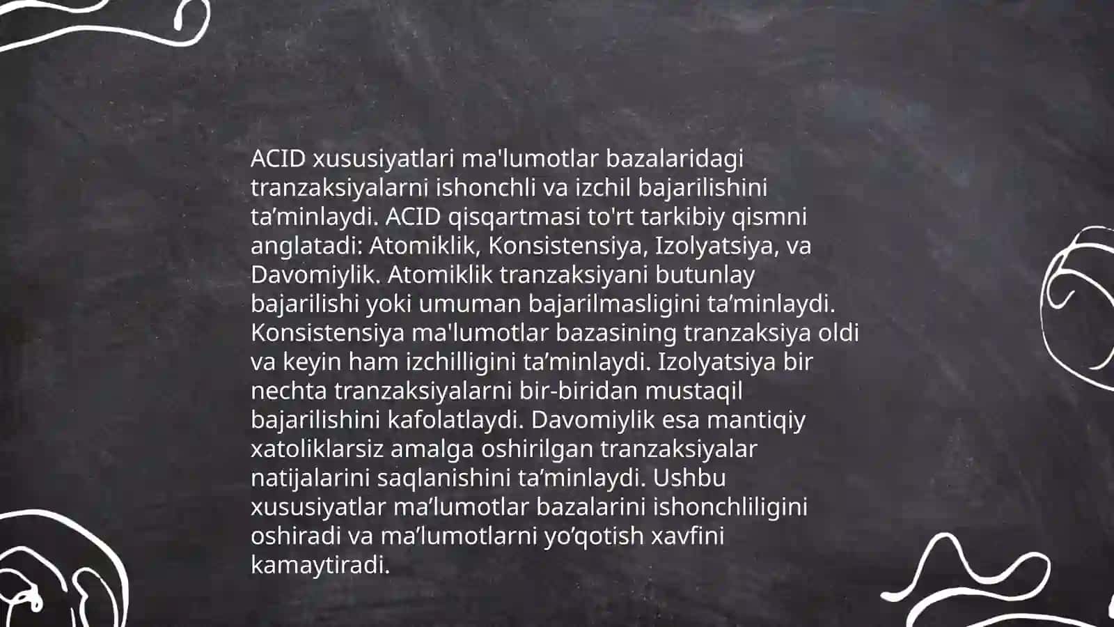 Tranzaksiyalarni boshqarish va paralellashtirishni boshqarish 4