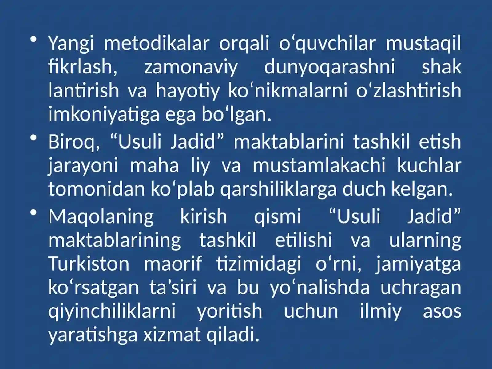 Turkiston dastarix o‘qitish usullari pedagogik faninishali 4