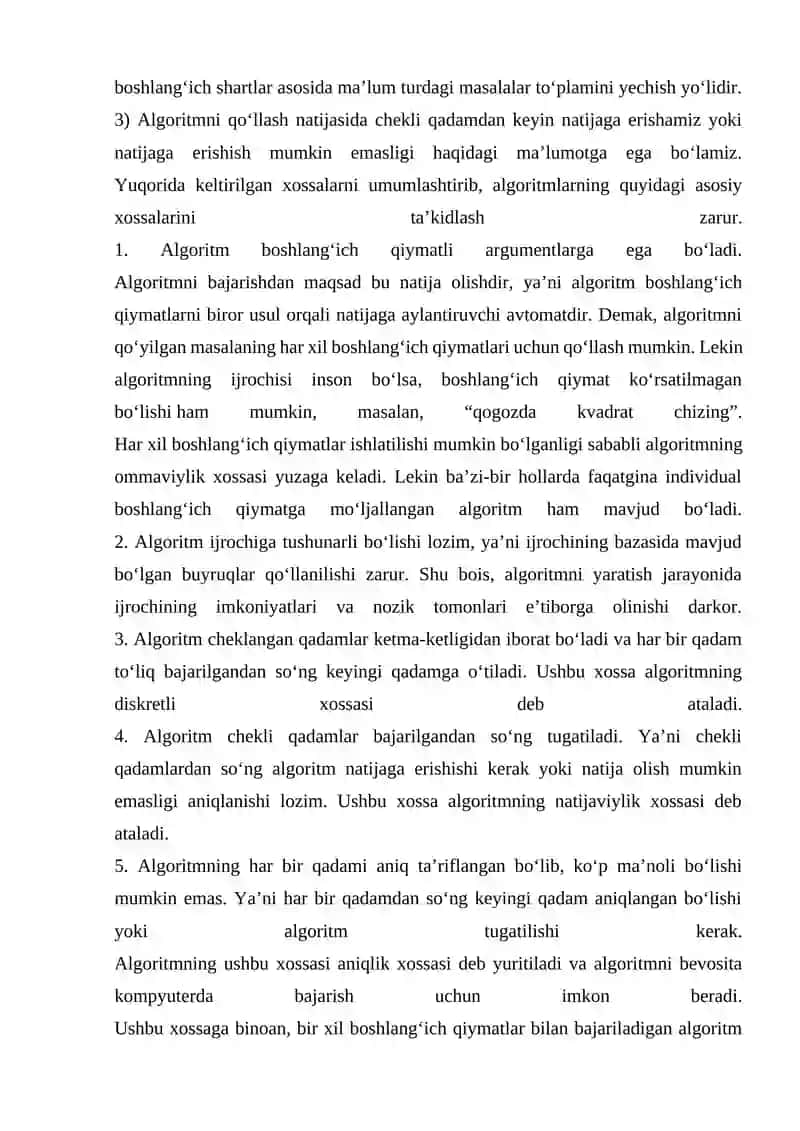 Algoritm tushunchasi va uning xossalari 4