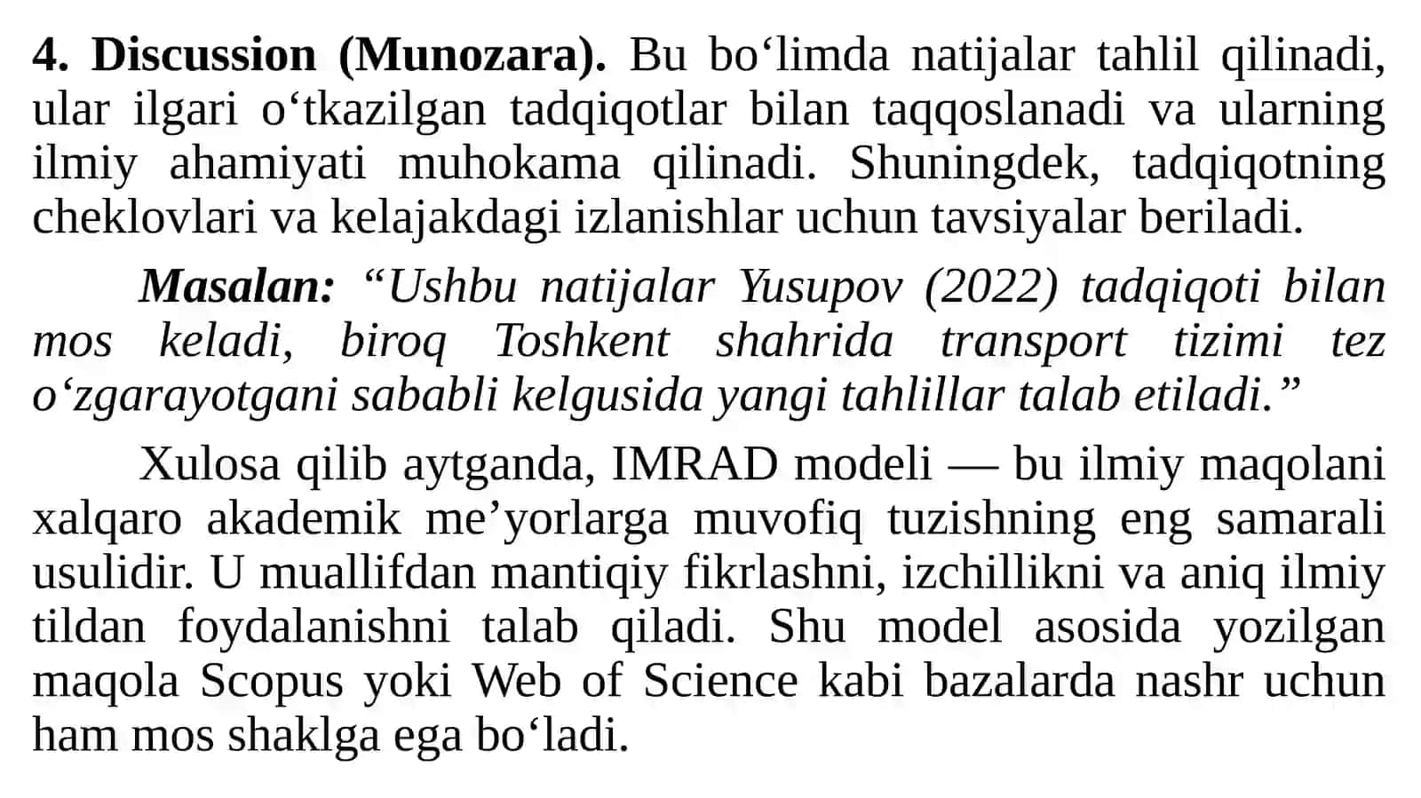 Akademik maqolayozish: IMRAD modeli asosida 4