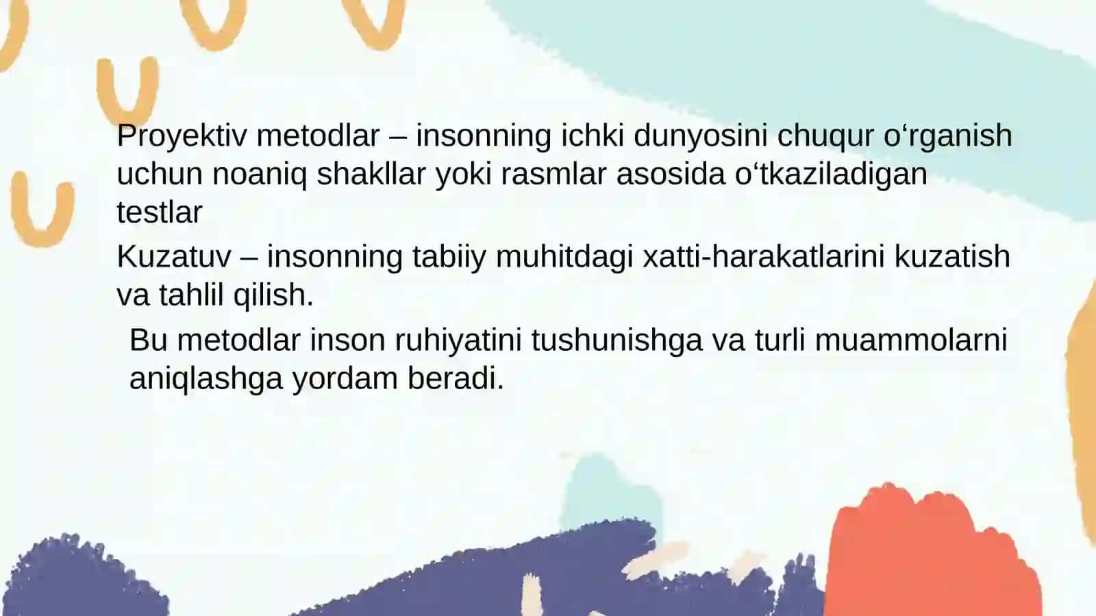Y.Shvansar bo‘yicha psixodiagnostik metodlar klassifikatsiyas 4