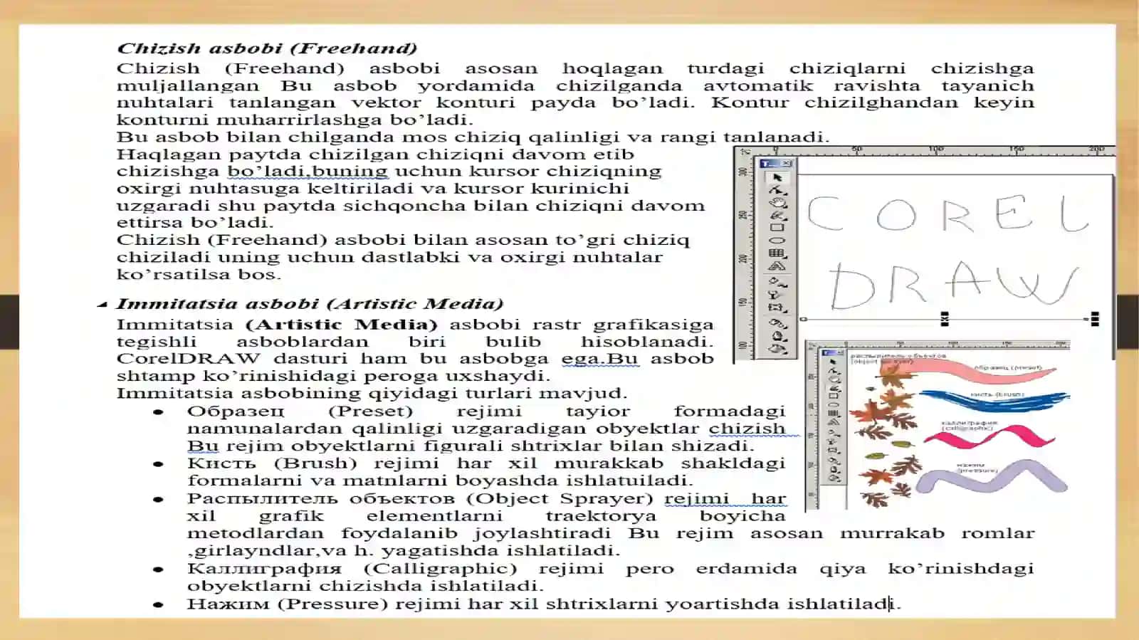 CorelDRAW dasturida matnlar bilan ishlash 4