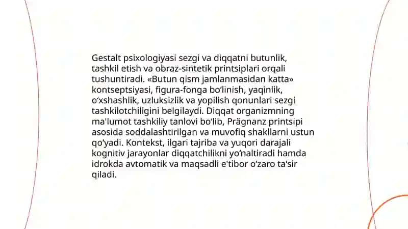 Psixologik maktablarga ko‘ra diqqat va sezgi nazariyalari 4