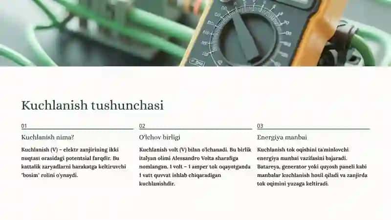 Elektr toki va uning elektrotexnikadagi o'rni 4