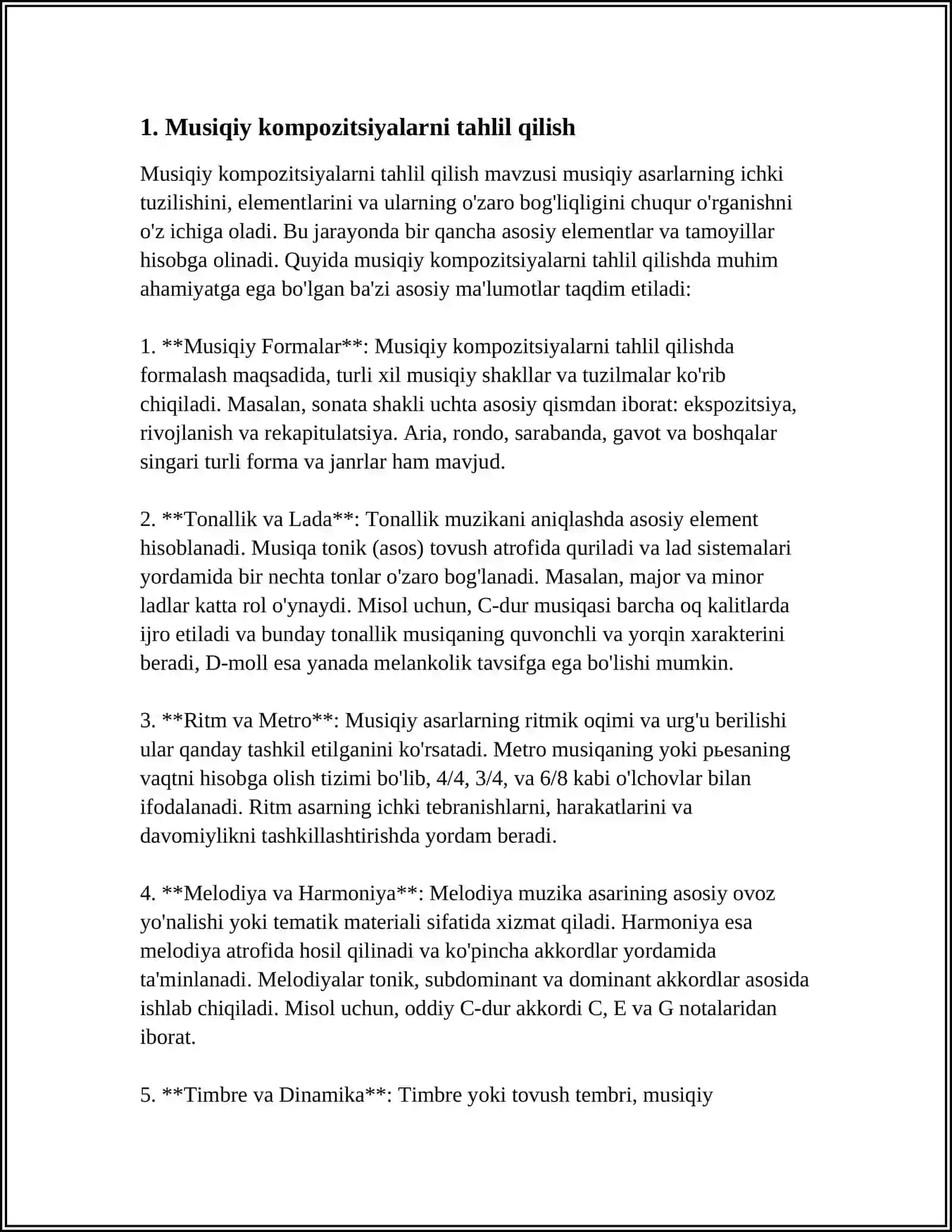 Musiqiy kompozitsiyalarni tahlil qilish 4
