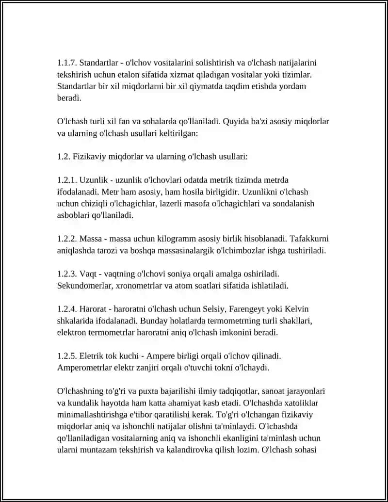 O'LCHASH USULLARI VA O'LCHASH TURLARI.O'LCHASH XATOLIGI 4