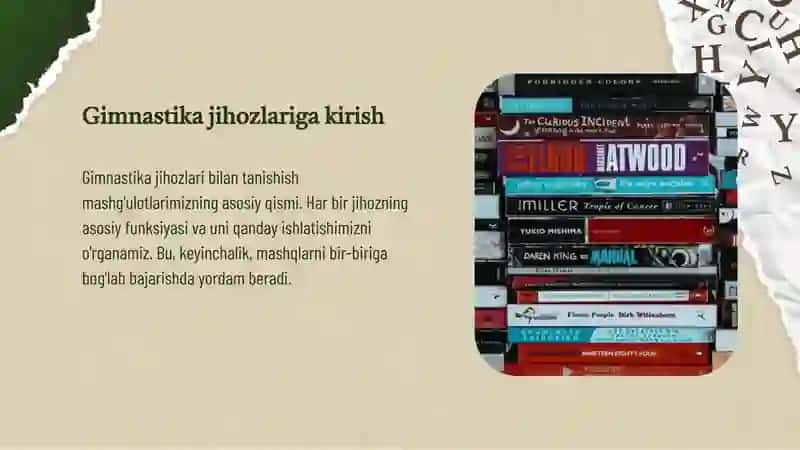 Gimnastikajihozlaridamashqlarnibirbirigabog'labbajarish 4