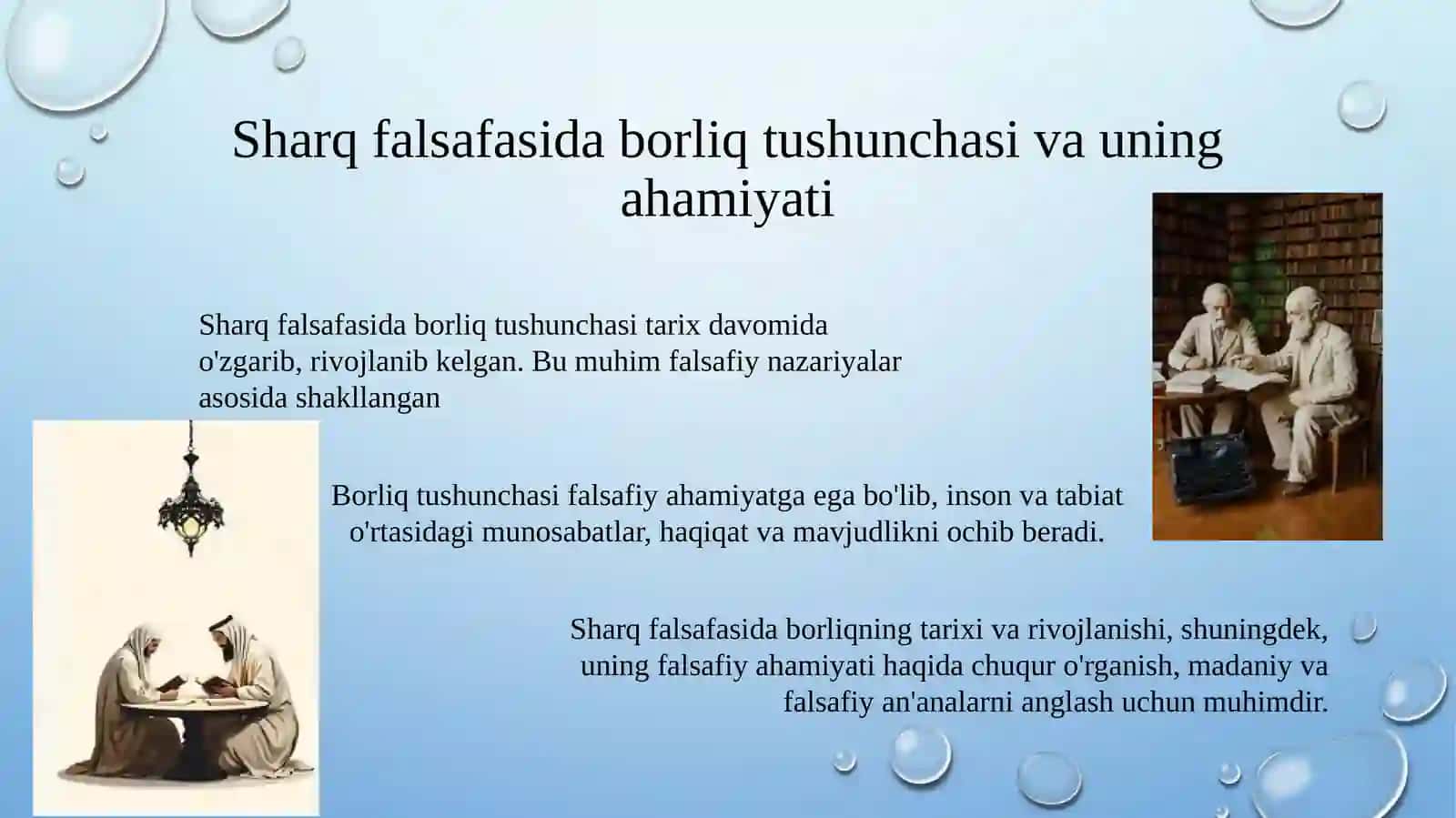 Sharq mutafakkirlarining borliq haqidagi ta'limotlari 4
