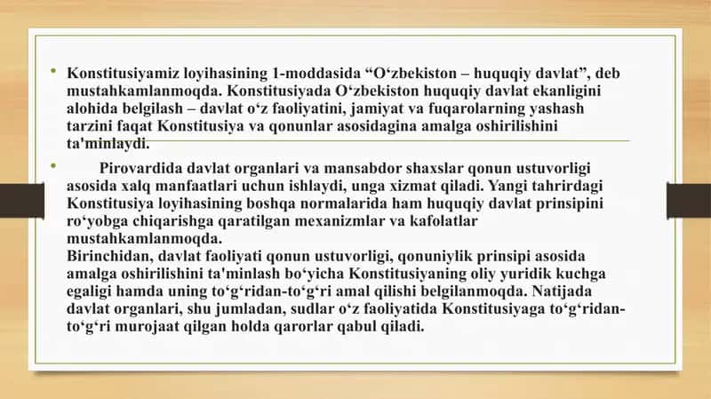 O‘zbekiston suveren, demokratik, huquqiy, ijtimoiy va dunyoviy davlat 4
