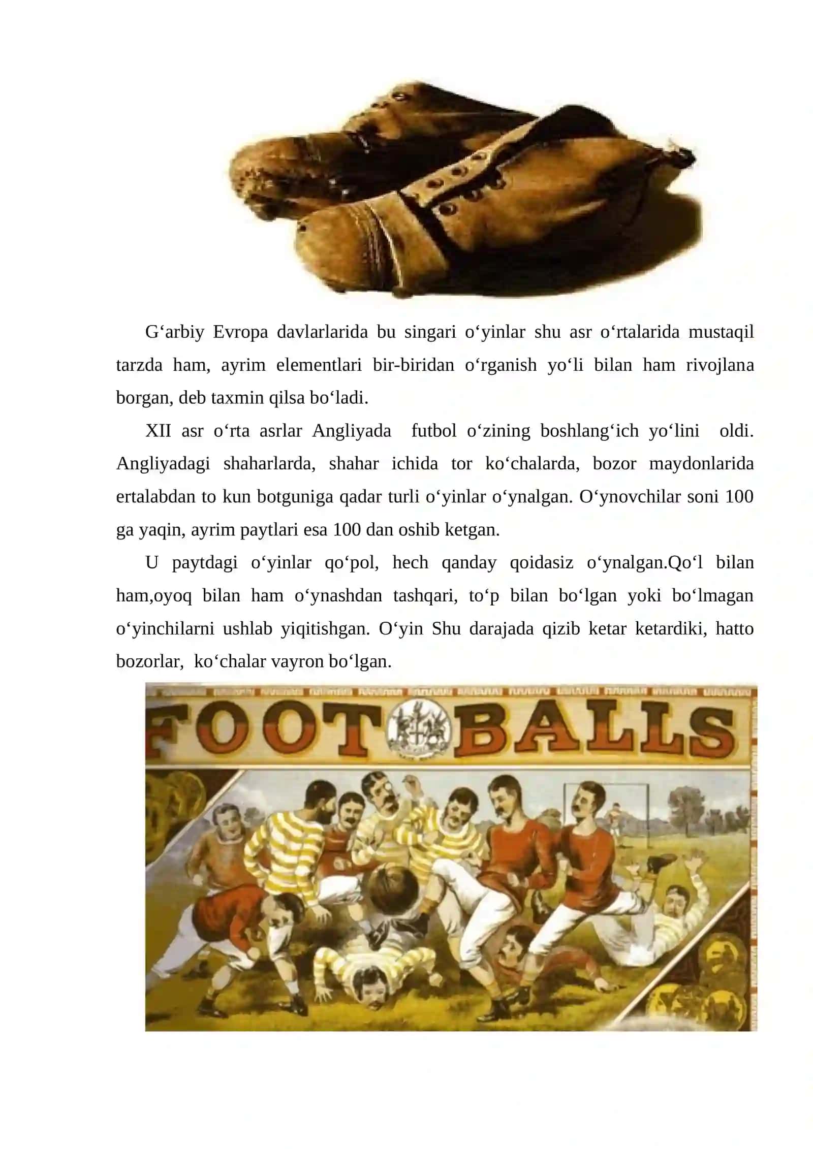 FUTBOL O’YININING KELIB CHIQISHI VA RIVOJLANISH TARIXI 4