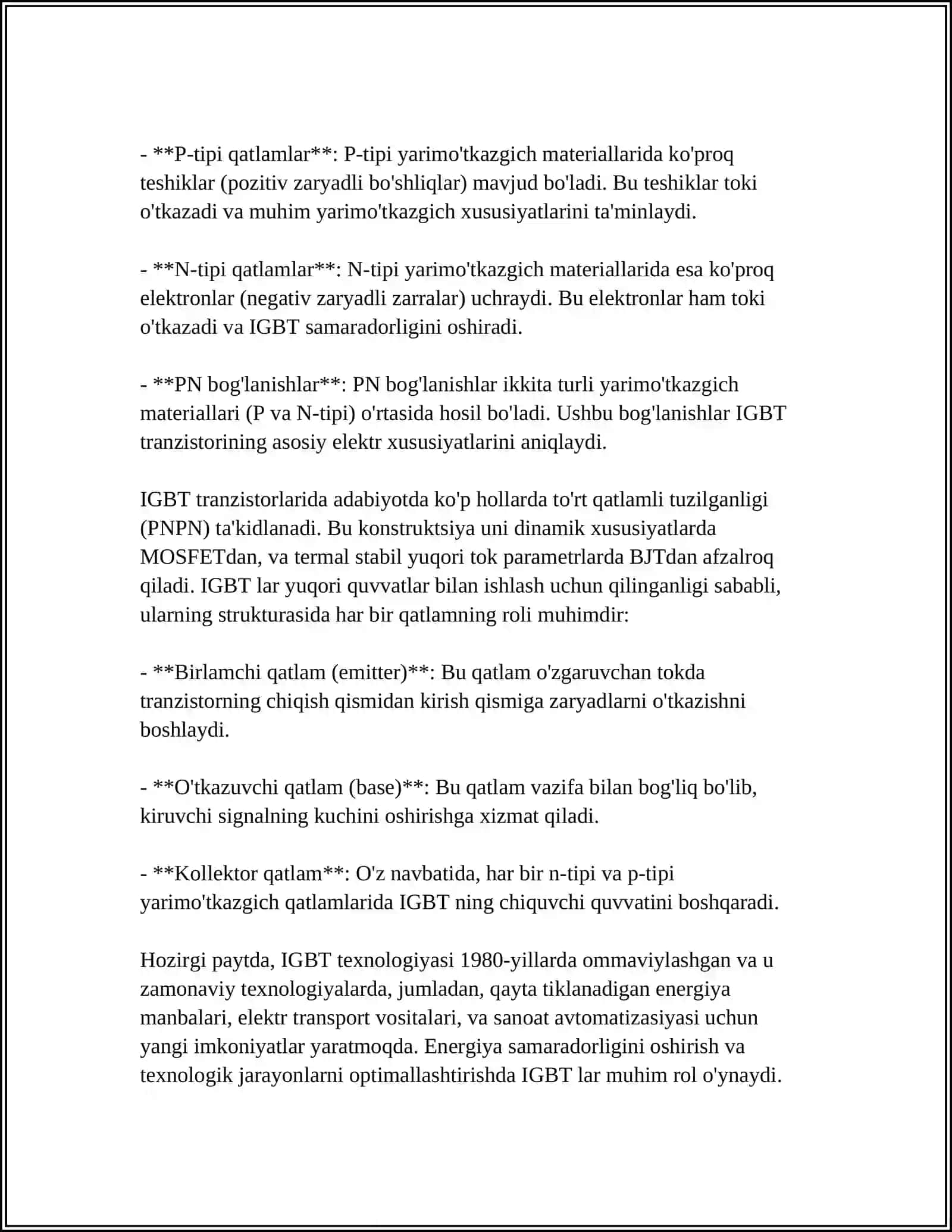 IGBT ULARNING XUSUSIYATLARI KLASSIFIKATSIYASI 4