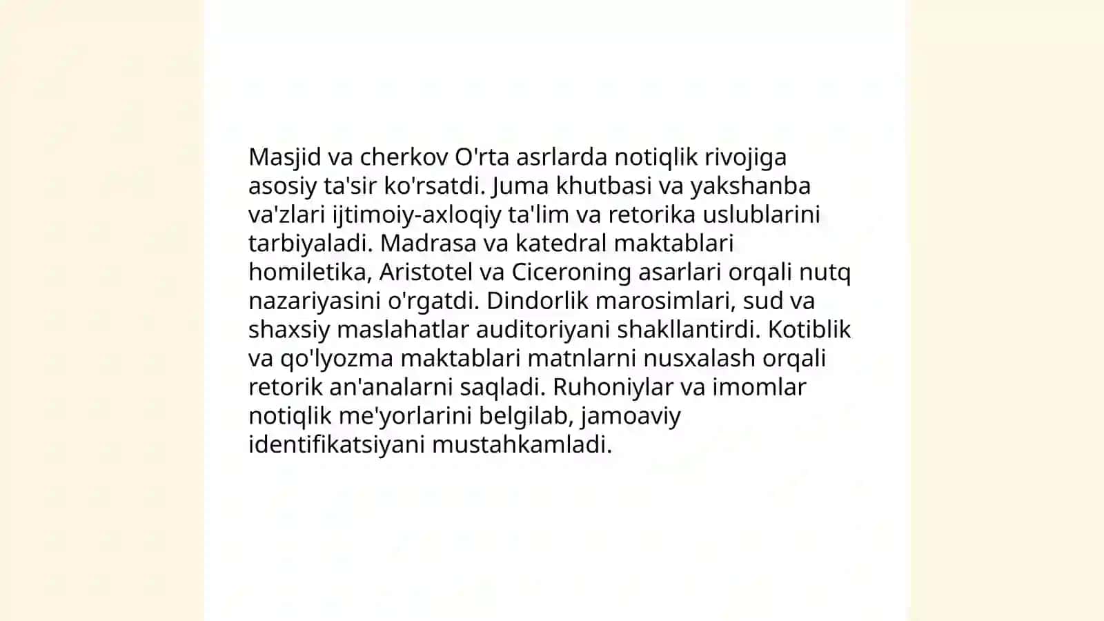 O'rta asrlarda notiqlik san'atining vujudga kelishi va rivojlanishi 4