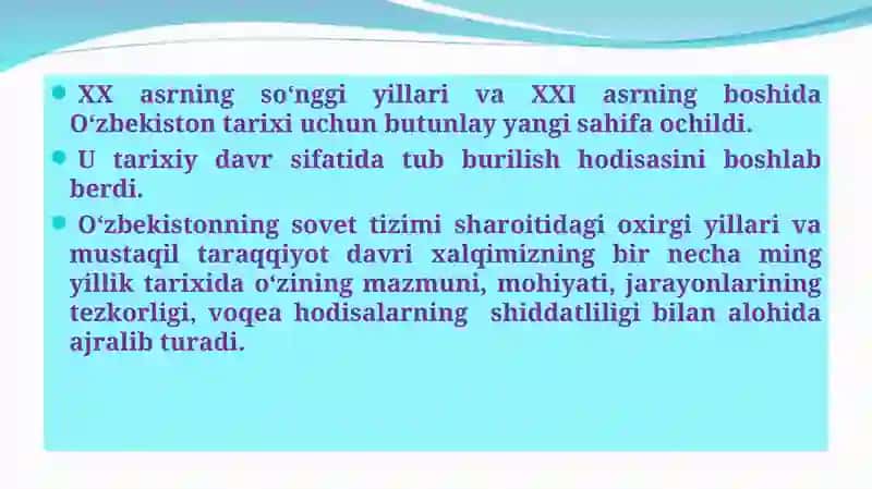 MODUL. О‘zbekiston mustaqillikka erishish ostonasida 4
