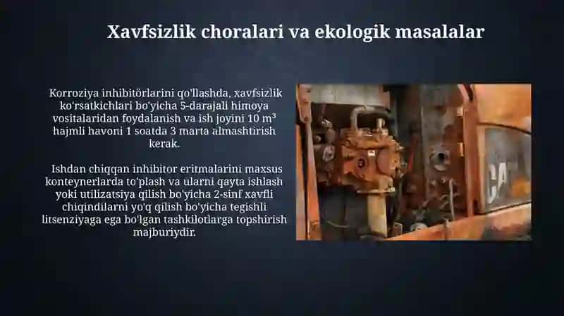 Naft va gaz qurilmalari karroziyasi mineral tuzlardan himoyalashda ingibitorlardan foydalanish 4