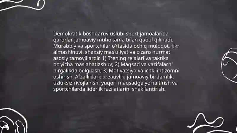 Jismoniy tarbiya va sport sohasida boshqaruv uslublari 4