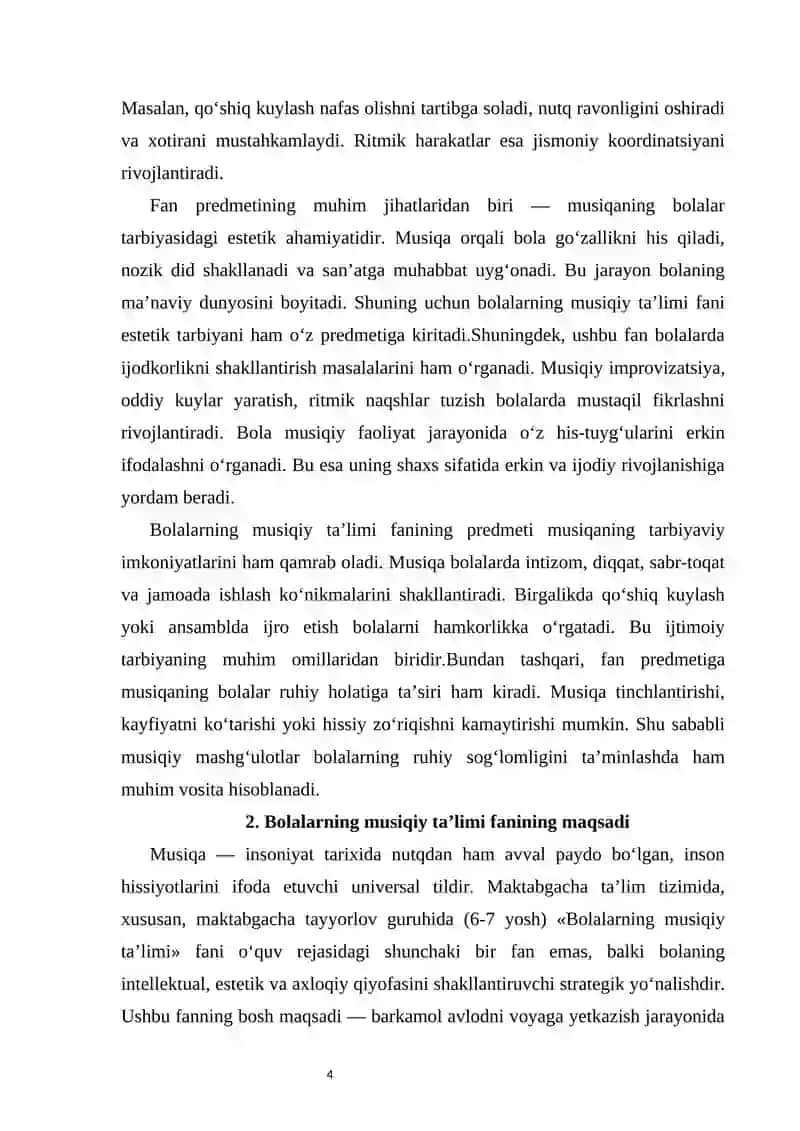 Bolalarning musiqiy taʼlimi fanining predmeti, maqsad va vazifalari 4