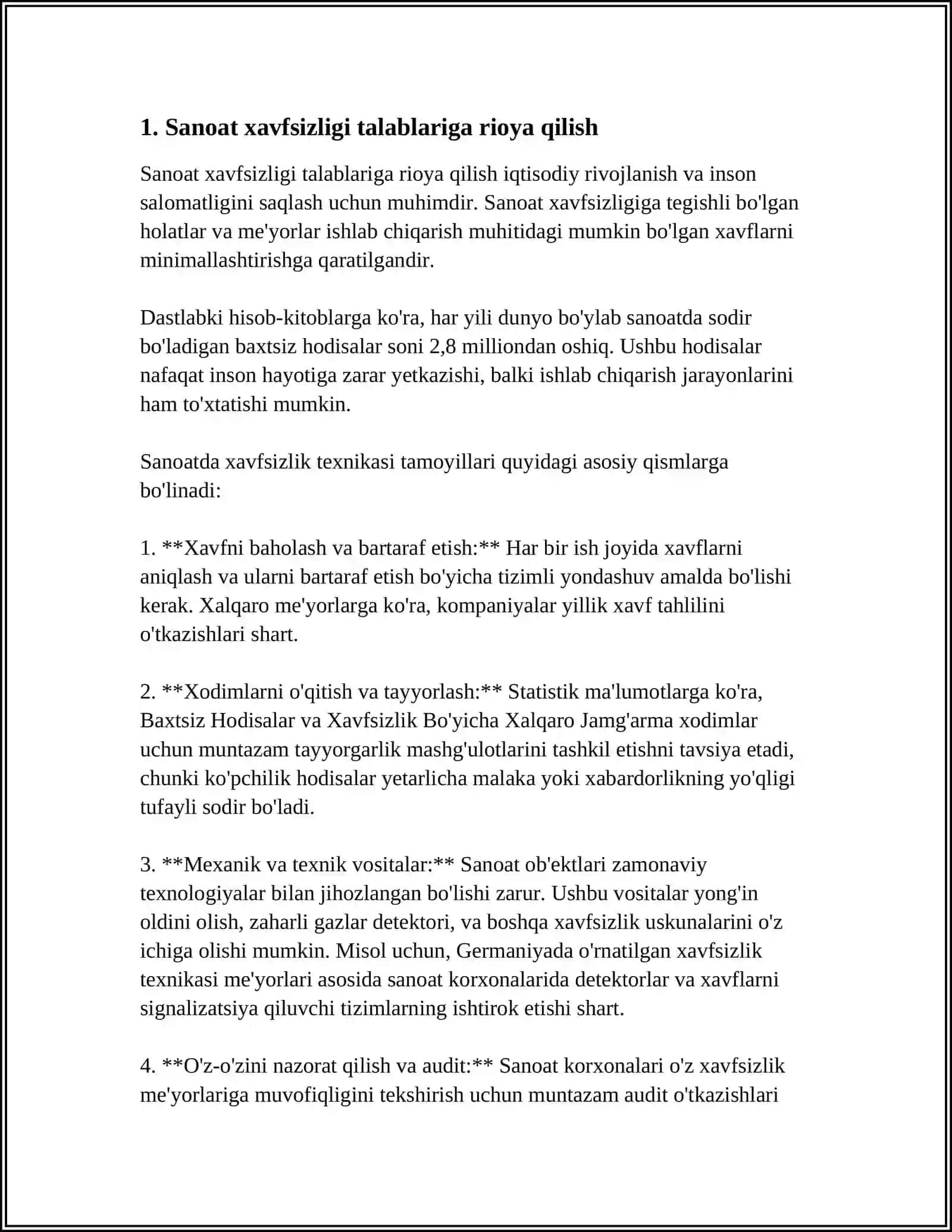 HAFLI ISHLAB CHIQARISH OBEKTLARIDA EKSPULATSIYASI VA ISHCHILARGA SANOAT XAVFSIZLIGI TALABLARI 4
