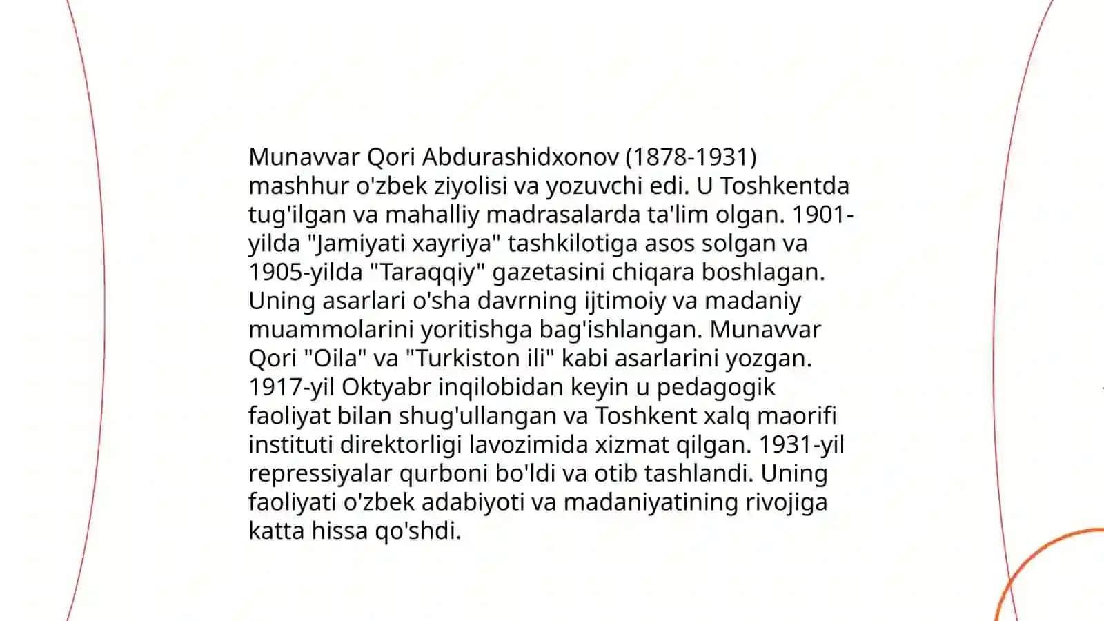 Jadid ma'nfatparvarlarining o'lka ijtimoiy-ma'naviy hayotida tutgan o'rni (Munavvar Qori Fitrat Behbudiy Avloniy va boshqalar) 4