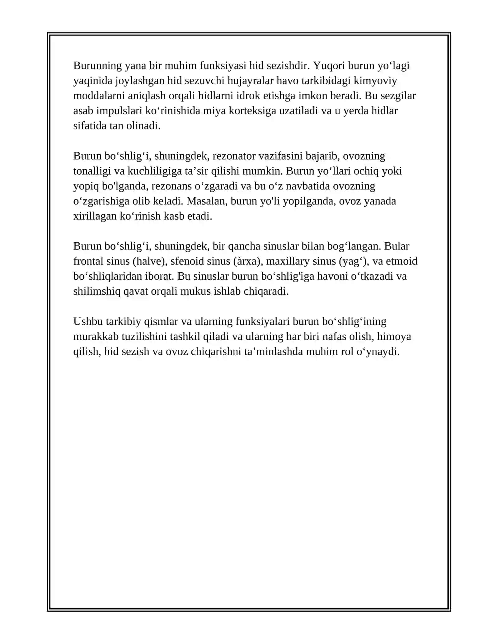 BURUN BOʻSHLIGʻINING TUZILISHI VA YOSHGA QARAB OʻZGARISHI.XIQILDOQ VA UNING YOSHGA QARAB OʻZGARISHI. 4