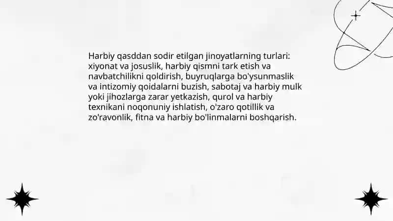 Harbiy qasddan sodir etilgan jinoyat: tushunchasi va belgilari 4
