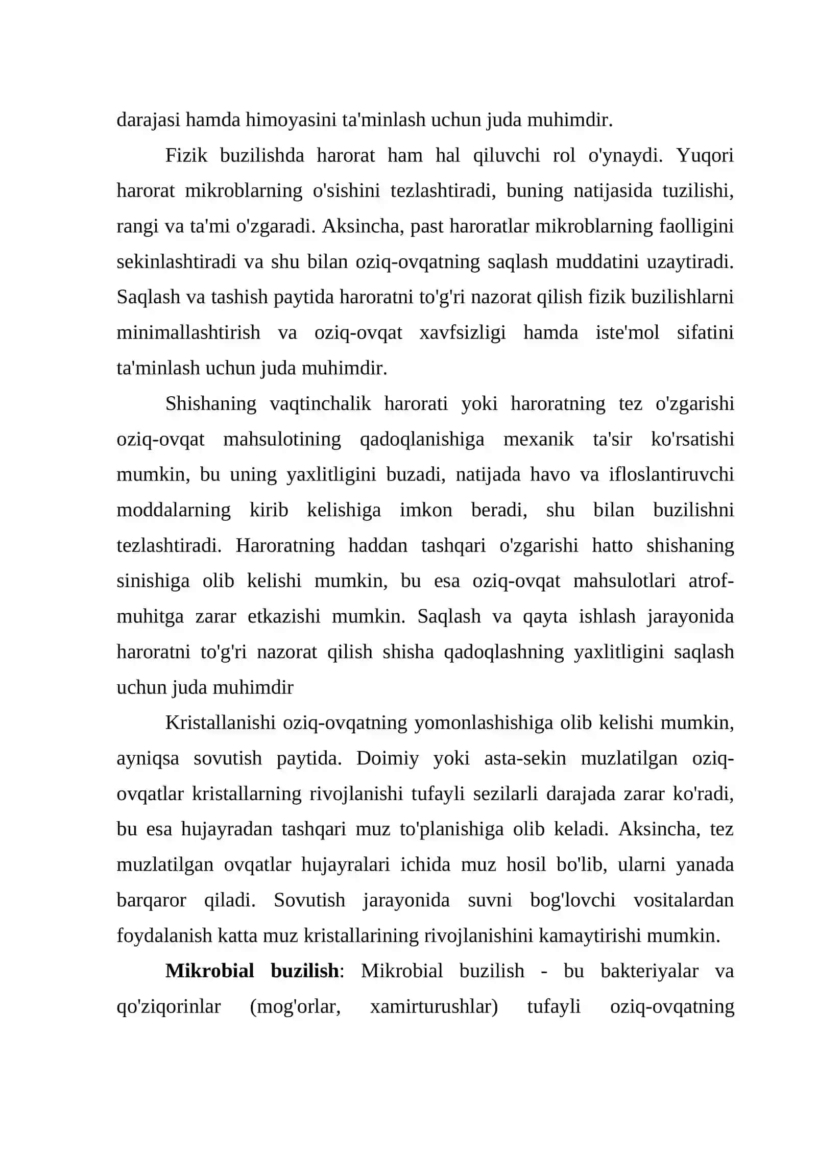 Oziq-ovqat mahsulotlrini tashishda va saqlashda qoyiladiga. Talablar 4