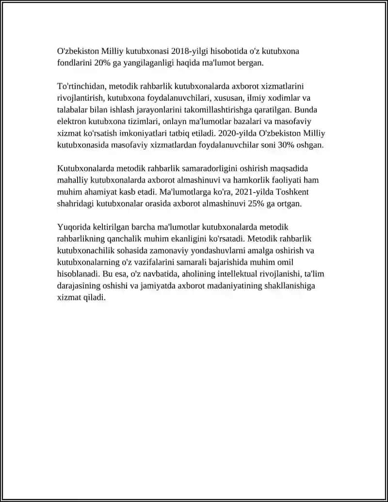 Kutubxonalarda Metodik Rahbarlikni Tashkil Etish Masalalari 4