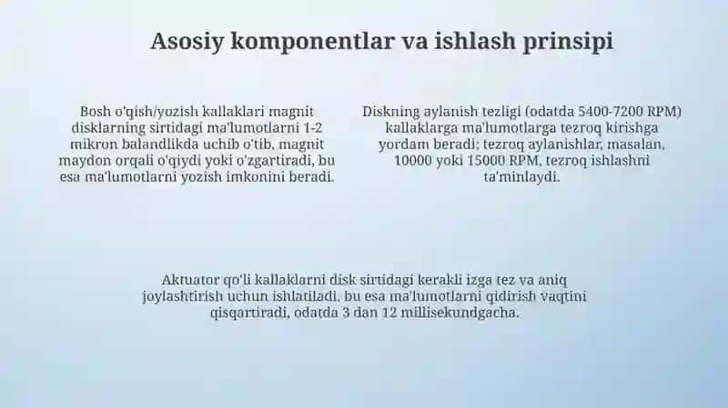 Qattiq disk qurilmasi va uning asosiy xususiyatlari 4