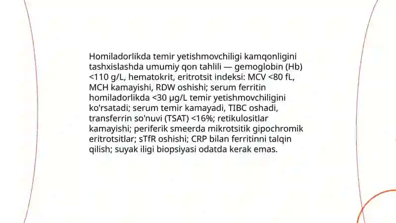 Kamqonlik, yurak-qon tomir kasalliklari va homiladorlik. Tashxislash. Olib borish. 4