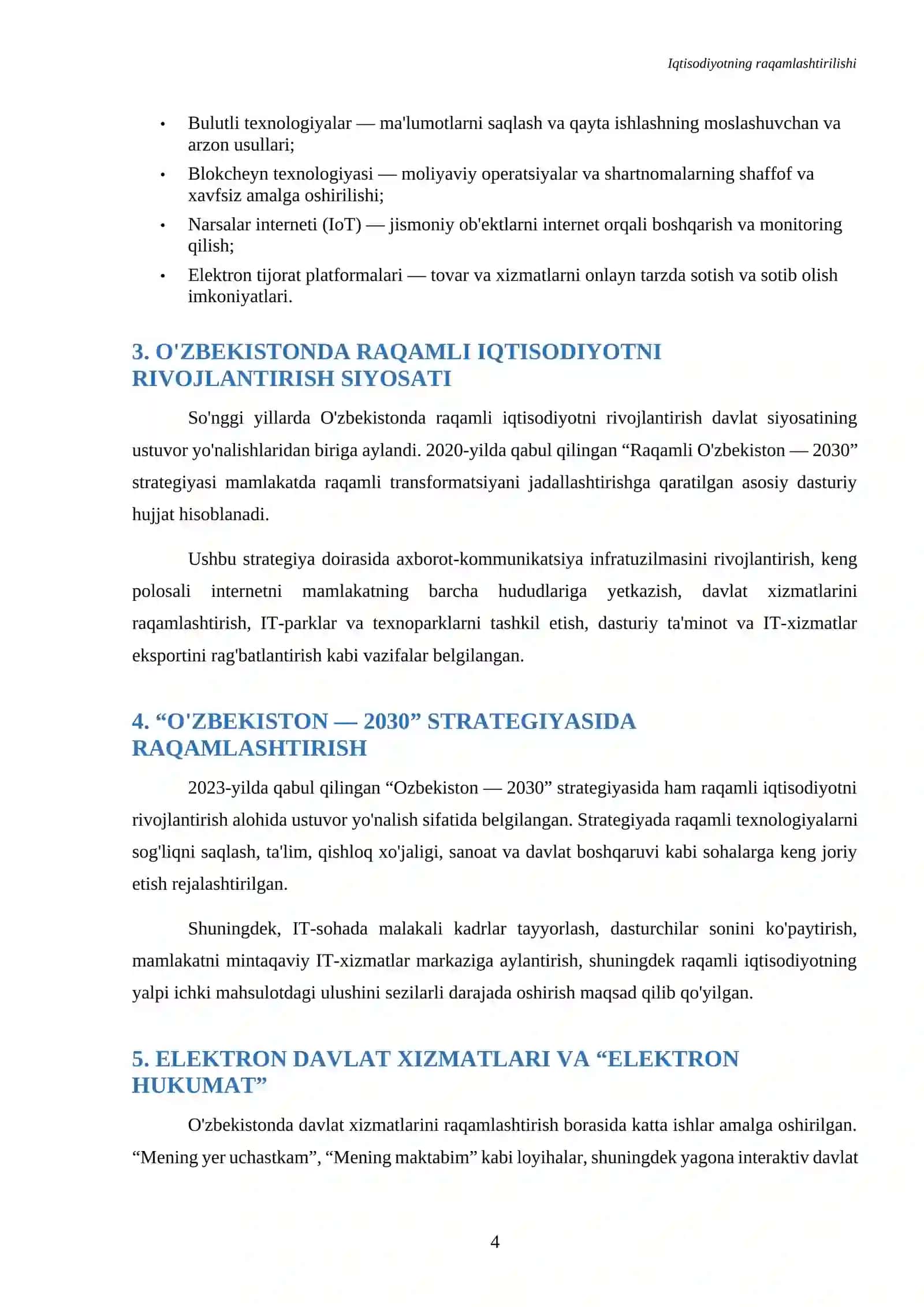 Referat iqtisodiyotni raqamlashtirish 4